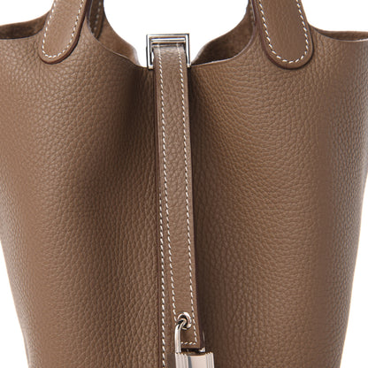 Hermes Taurillon Clemence Picotin Lock 18 PM Etoupe 10 of 11