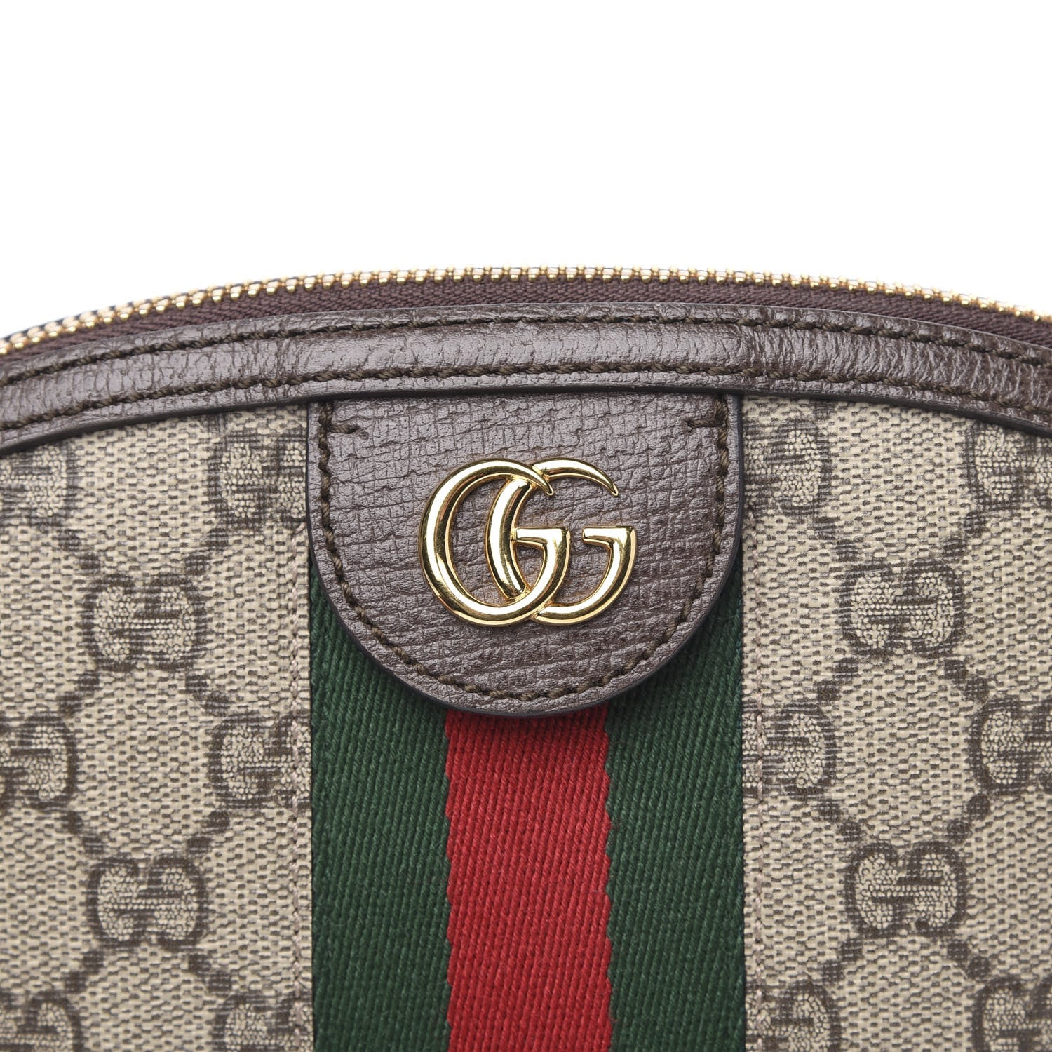 Gucci GG Supreme Monogram Textured Dollar Calfskin Web Small Ophidia Dome Shoulder Bag Beige Ebony New Acero 8 of 10