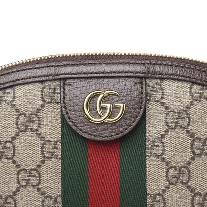 Gucci GG Supreme Monogram Textured Dollar Calfskin Web Small Ophidia Dome Shoulder Bag Beige Ebony New Acero 8 of 10