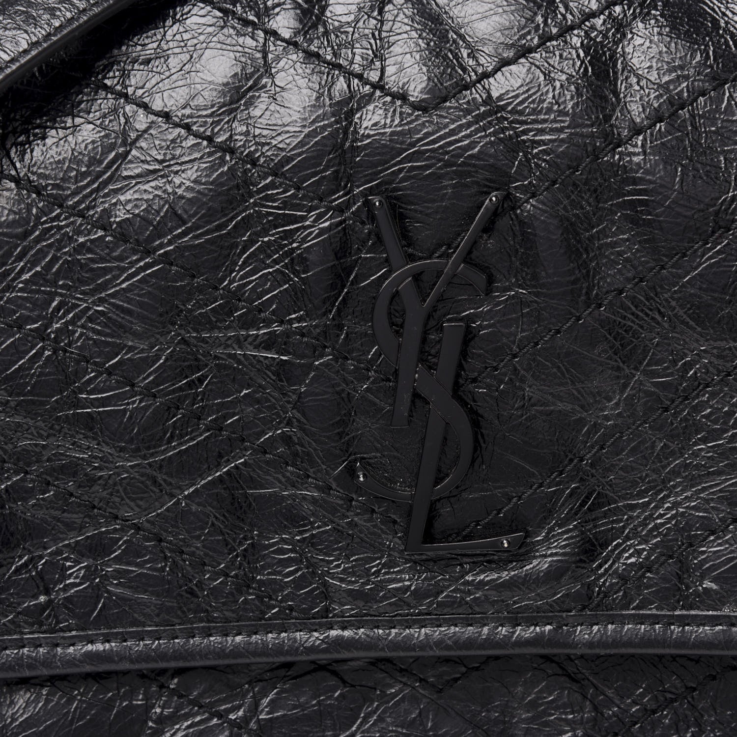 Saint Laurent Crinkled Calfskin Matelasse Monogram Large Niki Chain Satchel Black 9 of 9