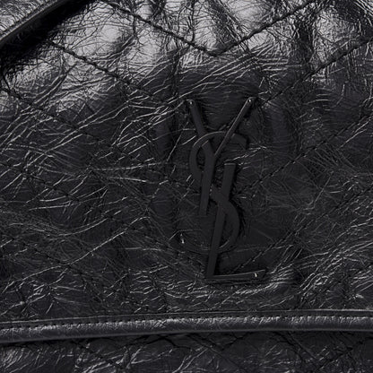Saint Laurent Crinkled Calfskin Matelasse Monogram Large Niki Chain Satchel Black 9 of 9