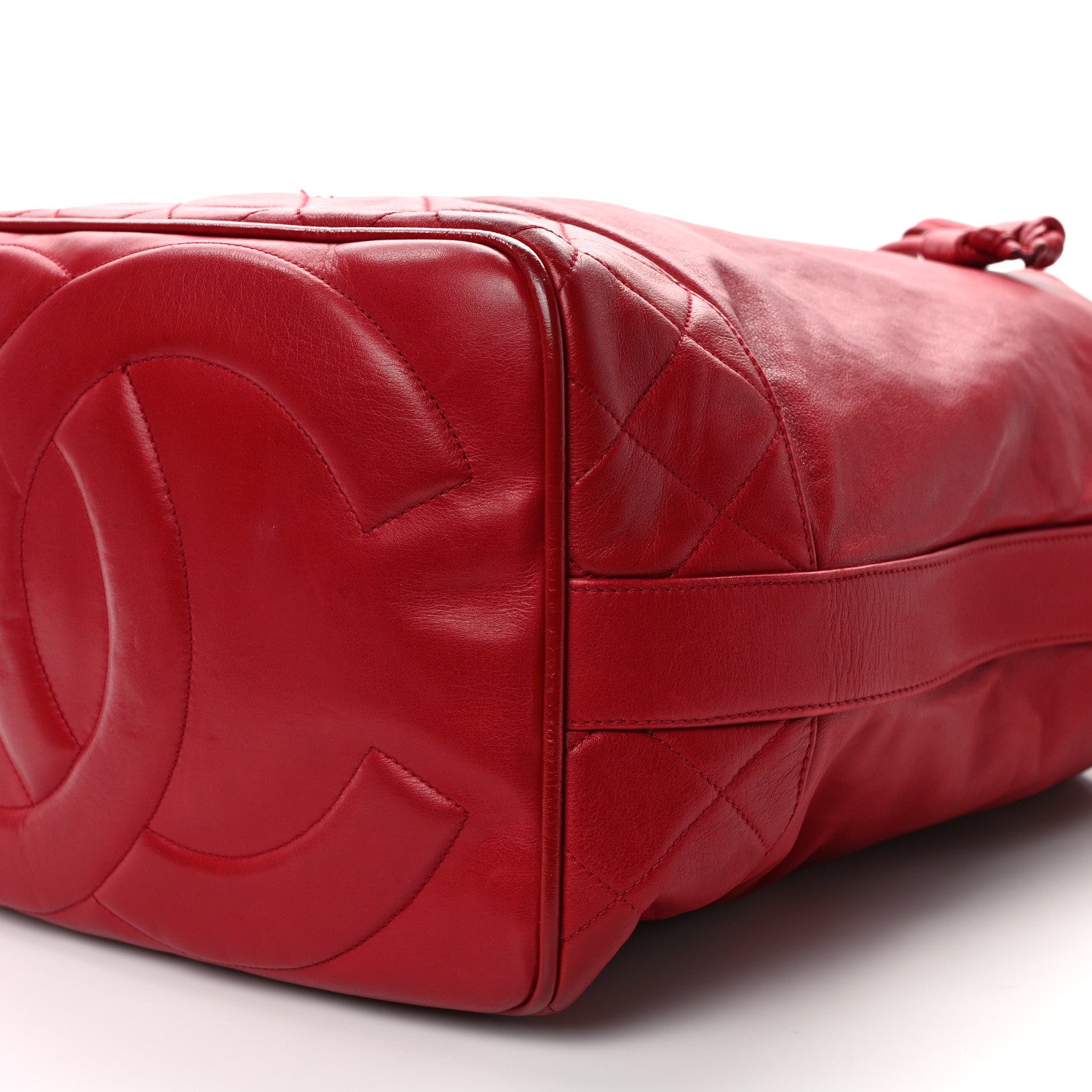 Chanel Lambskin CC Drawstring Shoulder Bag Red 11 of 13