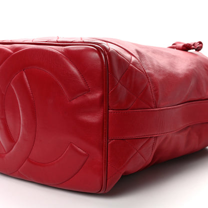 Chanel Lambskin CC Drawstring Shoulder Bag Red 11 of 13