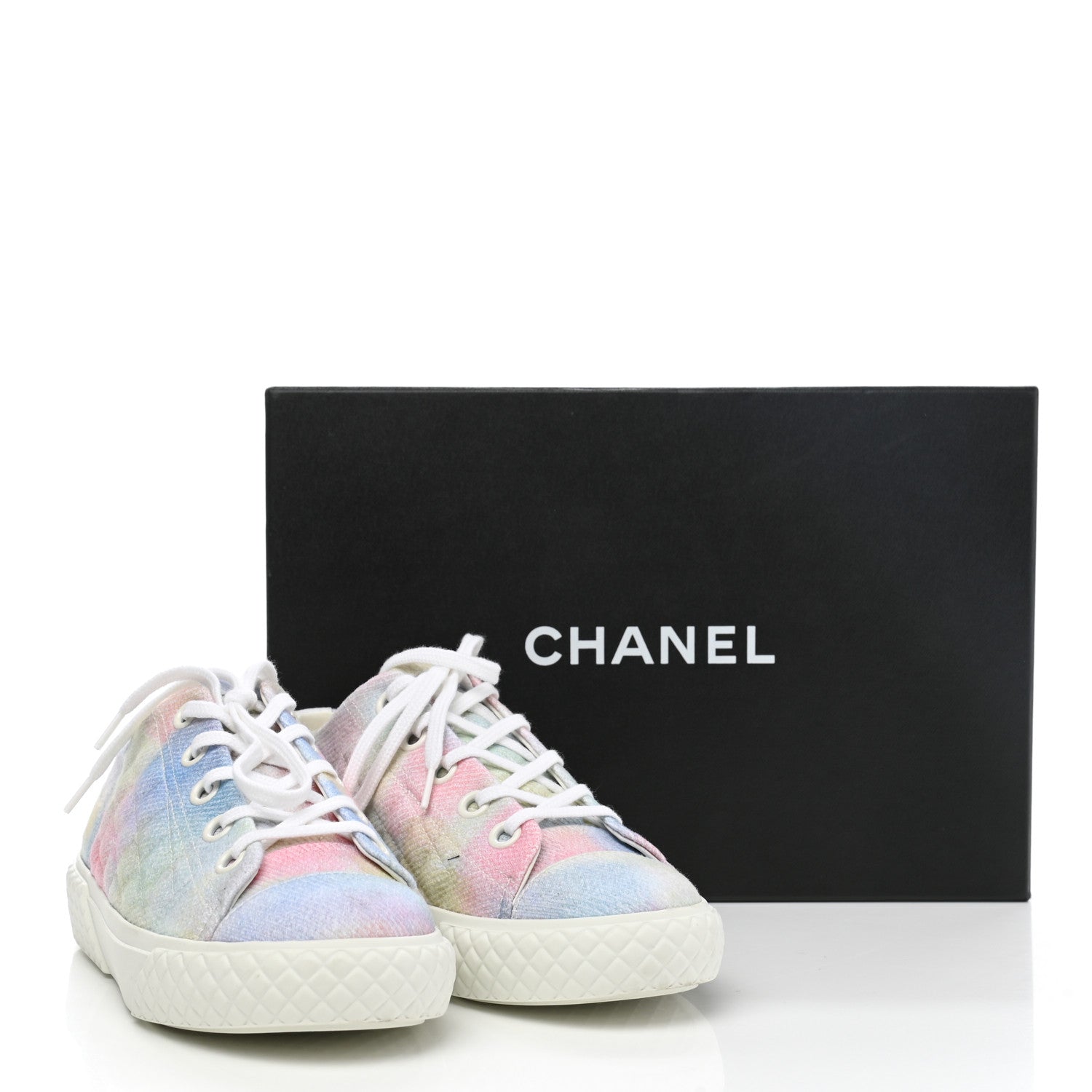Chanel Printed Canvas CC Sneakers 35 Green Pink Blue White 9 of 9