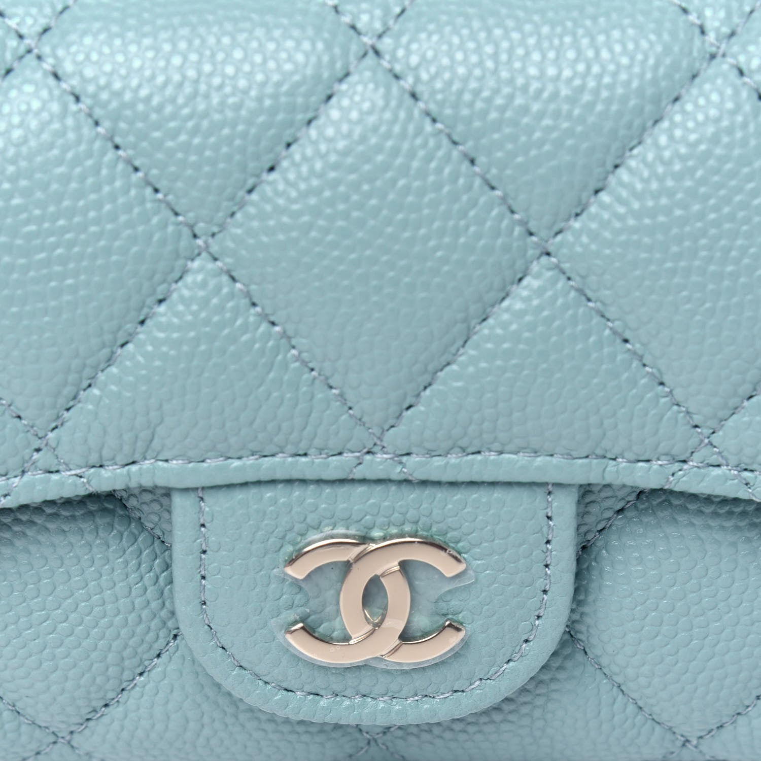 Chanel Caviar Quilted Flap Card Holder Wallet Light Blue 11 of 12