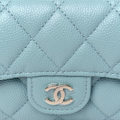 Chanel Caviar Quilted Flap Card Holder Wallet Light Blue 11 of 12