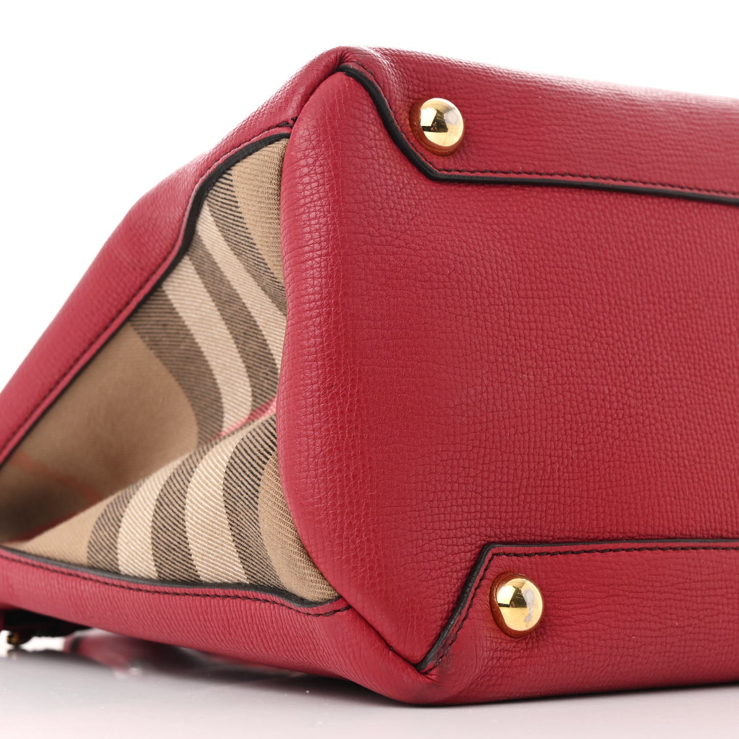 Derby Calfskin House Check Medium Banner Tote Russet Red