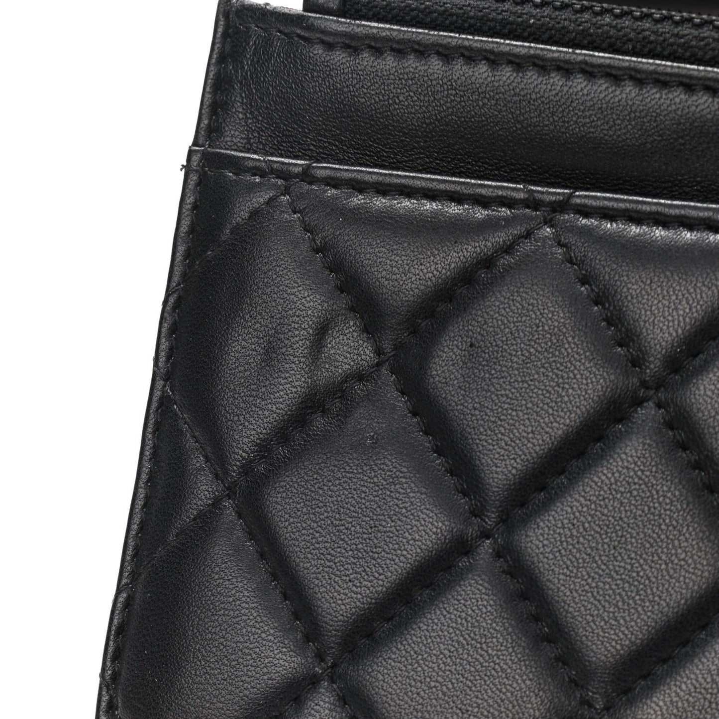 Lambskin Quilted Wallet On Chain WOC Black