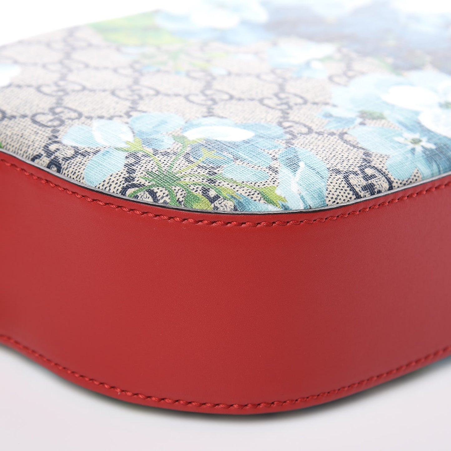 GG Supreme Monogram Blooms Mini Chain Shoulder Bag Beige Blue Navy Hibiscus Red