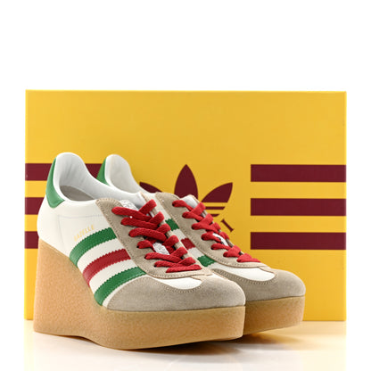 Gucci X ADIDAS Suede Madeira Gazelle Wedge Sneakers 37.5 Oatmeal White New Shamarock Hibiscus Red 8 of 8