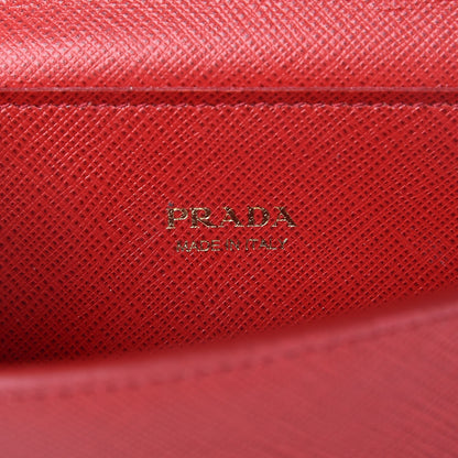 Prada Saffiano Metal Mini Chain Wallet Fuoco 6 of 8