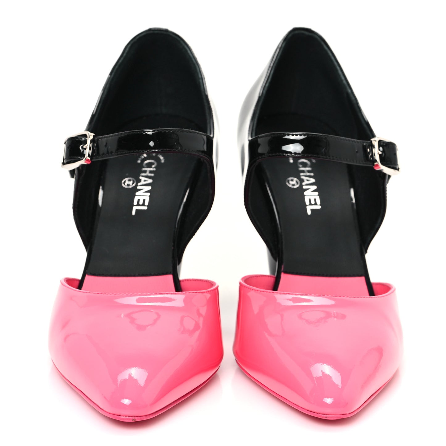Patent Calfskin CC Pumps 37 Pink Black