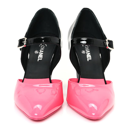 Chanel Patent Calfskin CC Pumps 37 Pink Black 3 of 10
