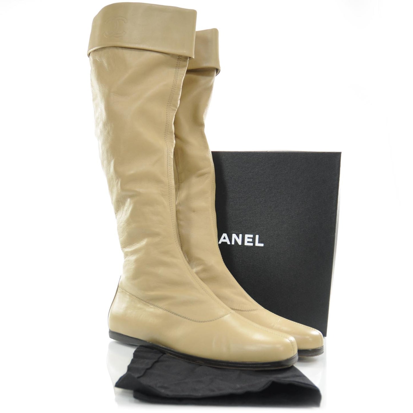 Leather Tall Flat Boots 40