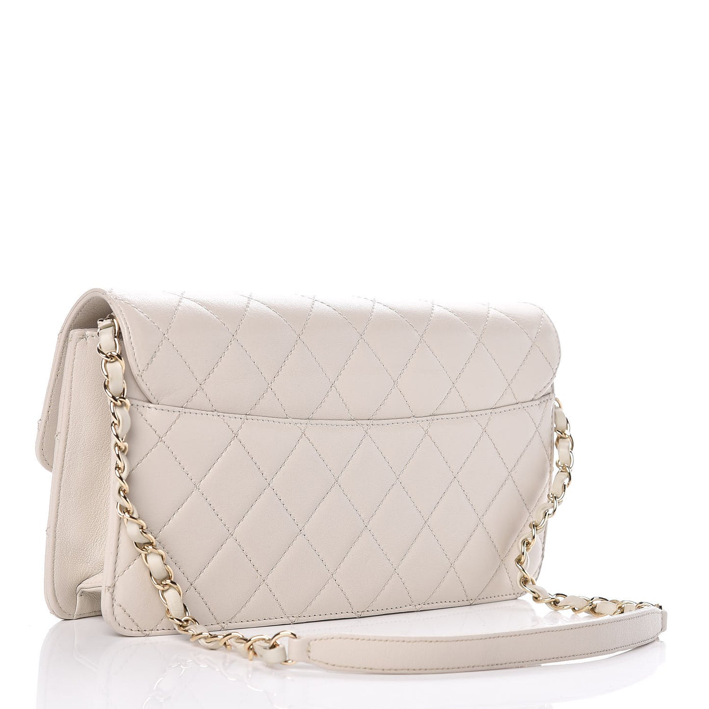 Sheepskin Quilted Small Beauty Lock Flap White