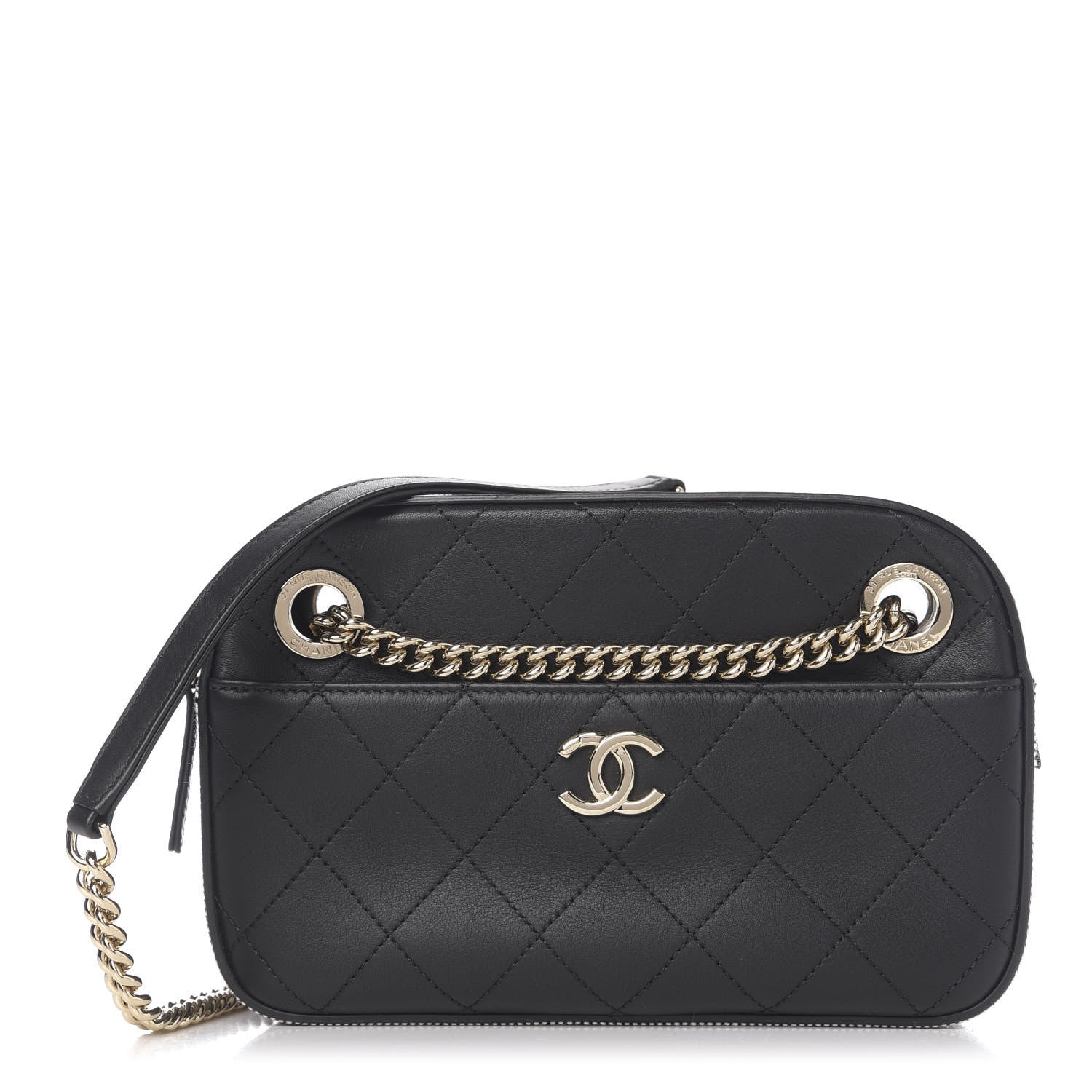 Chanel Calfskin Stitched Button Up Camera Case Black 1 of 9