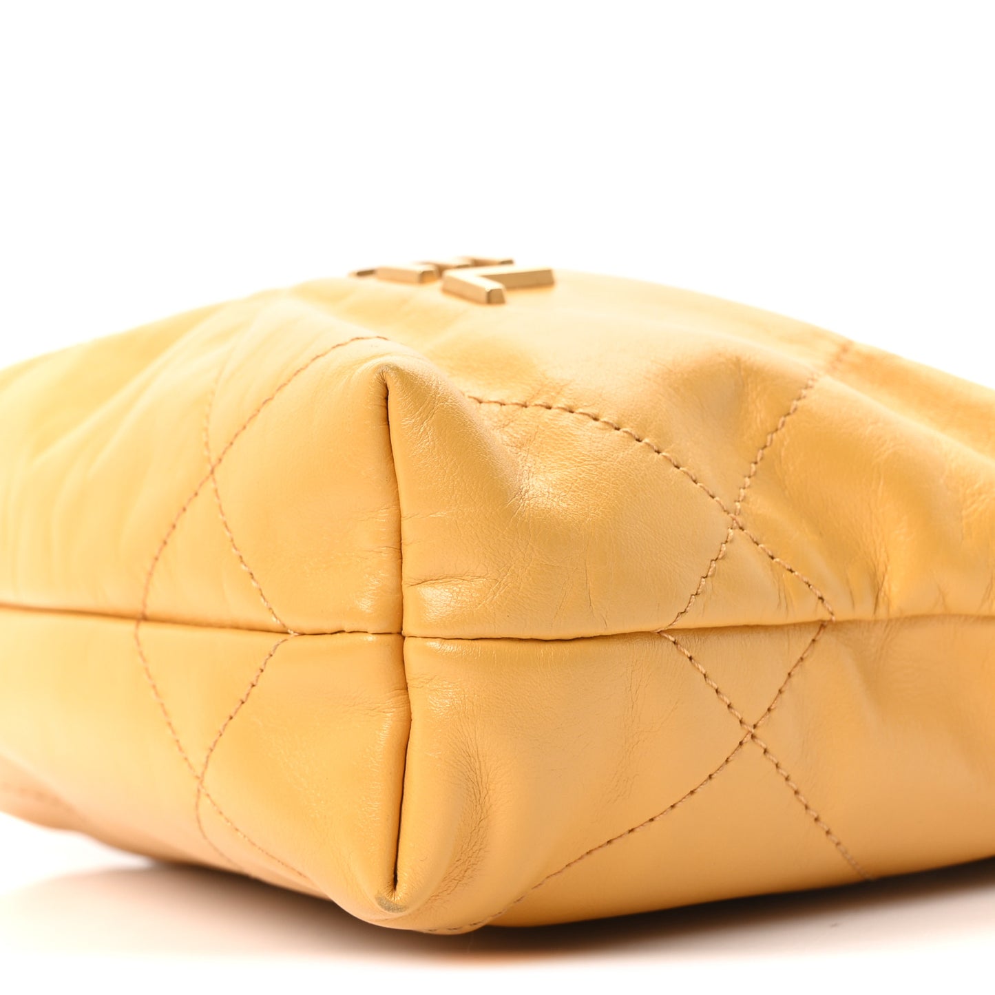 Shiny Calfskin Quilted Mini Chanel 22 Yellow