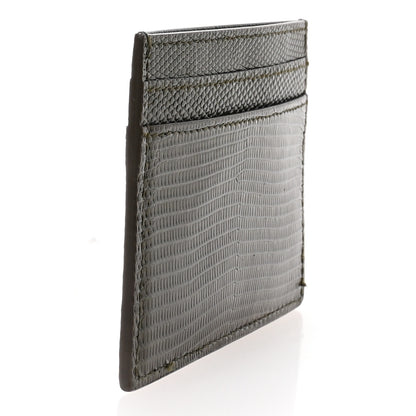 Saint Laurent Calfskin Lizard Embossed Card Case Dark Seaweed 3 of 8