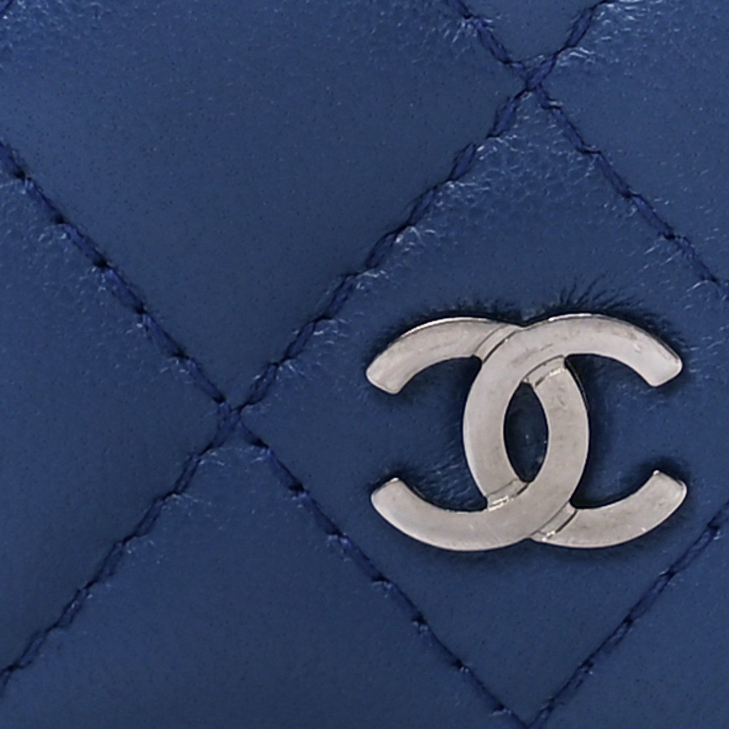 Chanel Lambskin Quilted CC Card Holder Wallet Blue 10 of 16