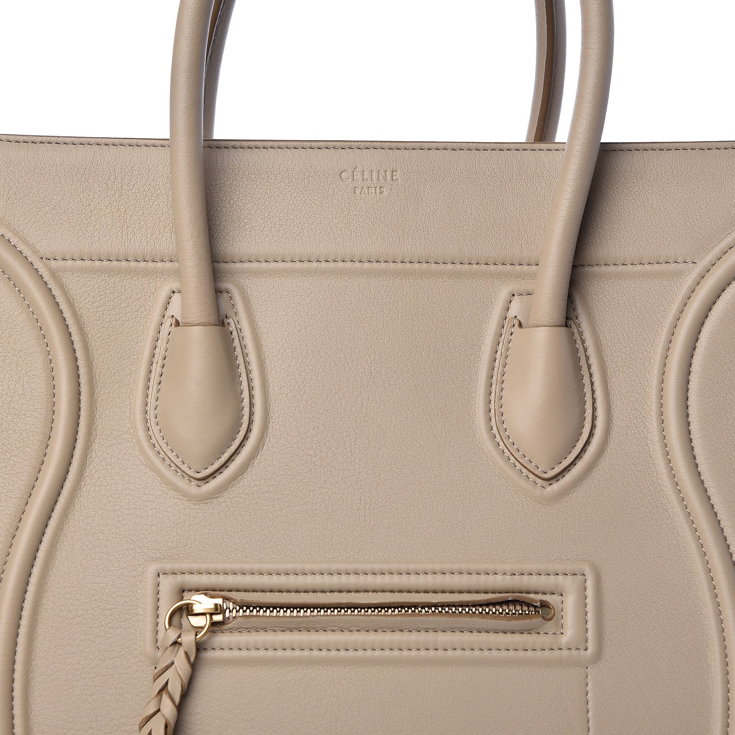 Celine Supple Calfskin Medium Phantom Luggage Beige 8 of 10