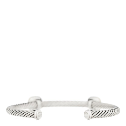 David Yurman Sterling Silver 18K Yellow Gold Smoky Quartz 4mm Noblesse Double Station Cable Bracelet 3 of 8