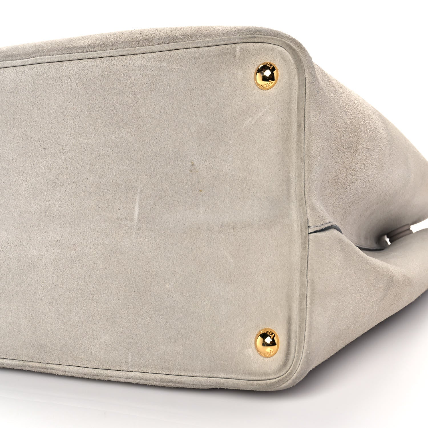 Prada Scamosciato Suede Medium Double Bag Tote Acciaio 9 of 13