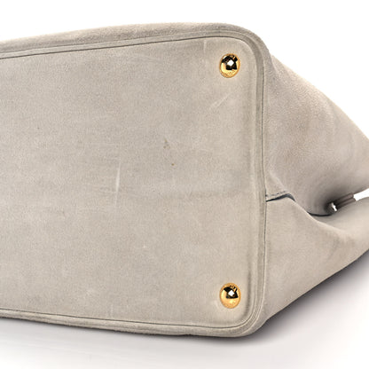 Prada Scamosciato Suede Medium Double Bag Tote Acciaio 9 of 13