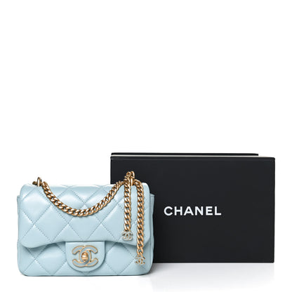 Chanel Lambskin Enamel Quilted Mini Pending CC Square Flap Light Blue 11 of 11