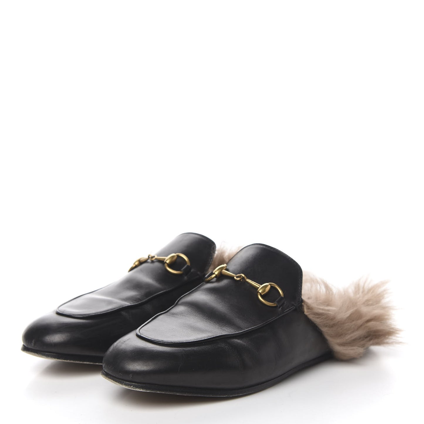 Calfskin Fur Womens Princetown Slippers 38 Black