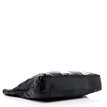 Chanel Lambskin Patent Calfskin Brooklyn Patchwork Extra Large Hobo Black 4 of 11