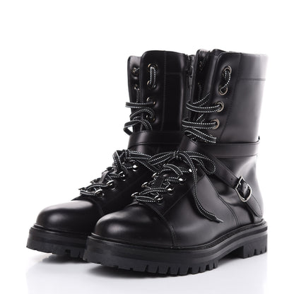 Valentino Garavani Smooth Calfskin Rockstud Buckled 25mm Combat Boots 38.5 Black 3 of 7