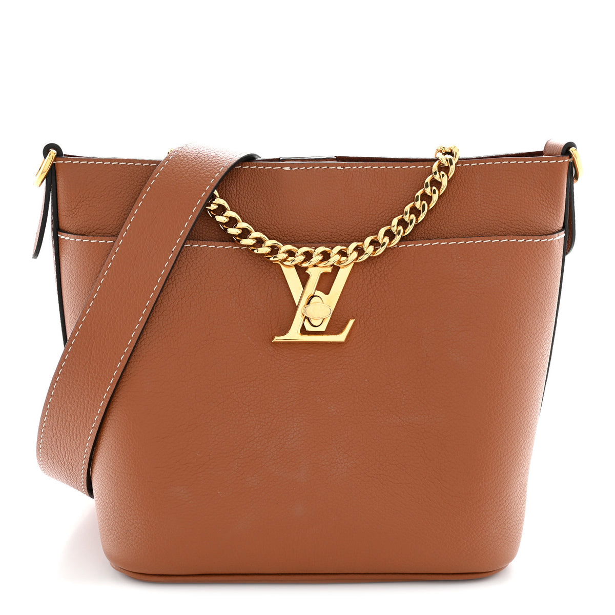 Louis Vuitton Calfskin Lock and Walk Bucket Cognac 1 of 10