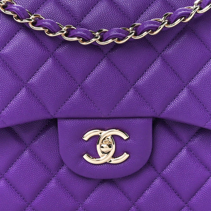 Chanel Caviar Quilted Jumbo Double Flap Purple 9 of 12