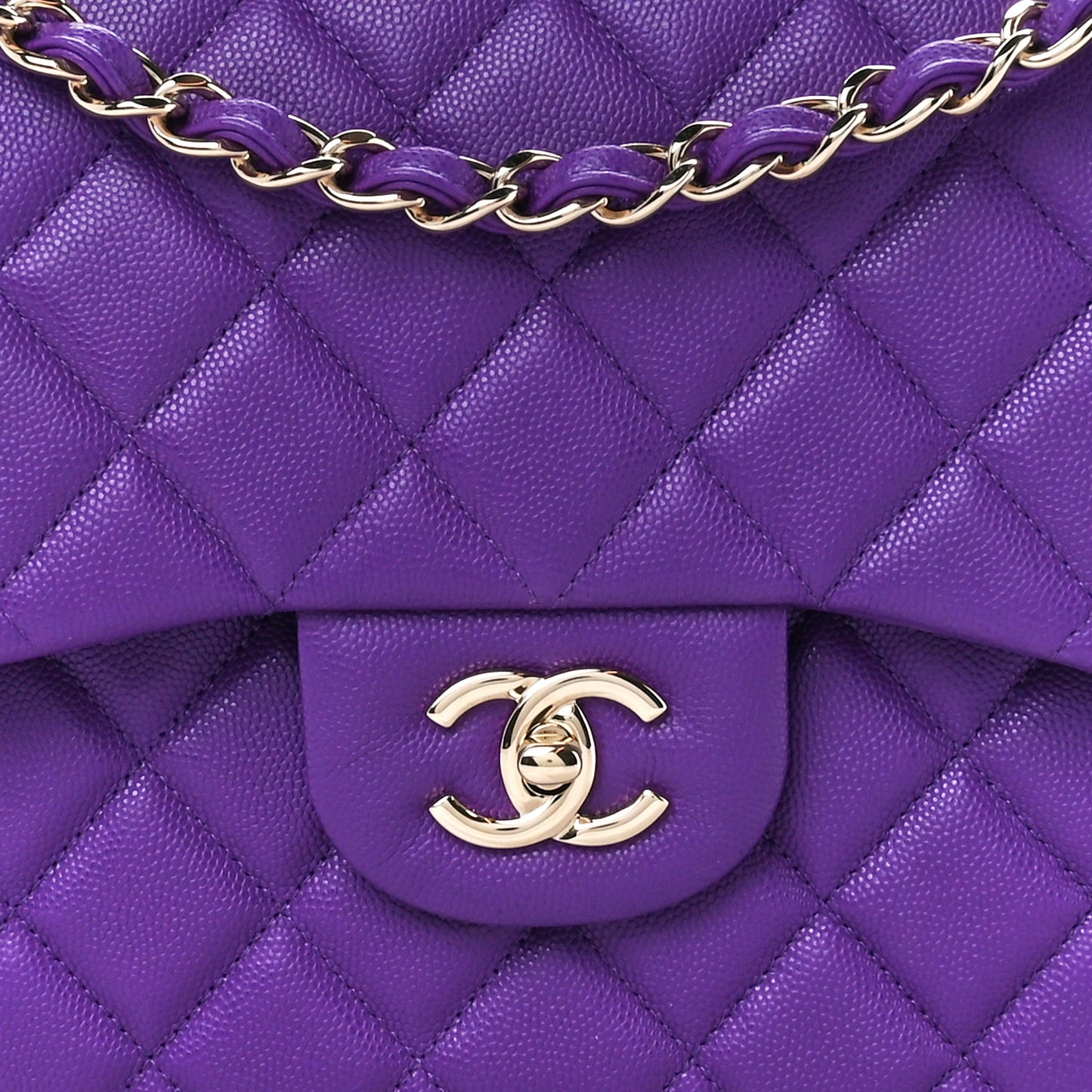Caviar Quilted Jumbo Double Flap Purple