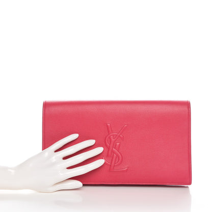 Saint Laurent Calfskin Monogram Large Belle De Jour Clutch Lipstick Fuchsia 2 of 7