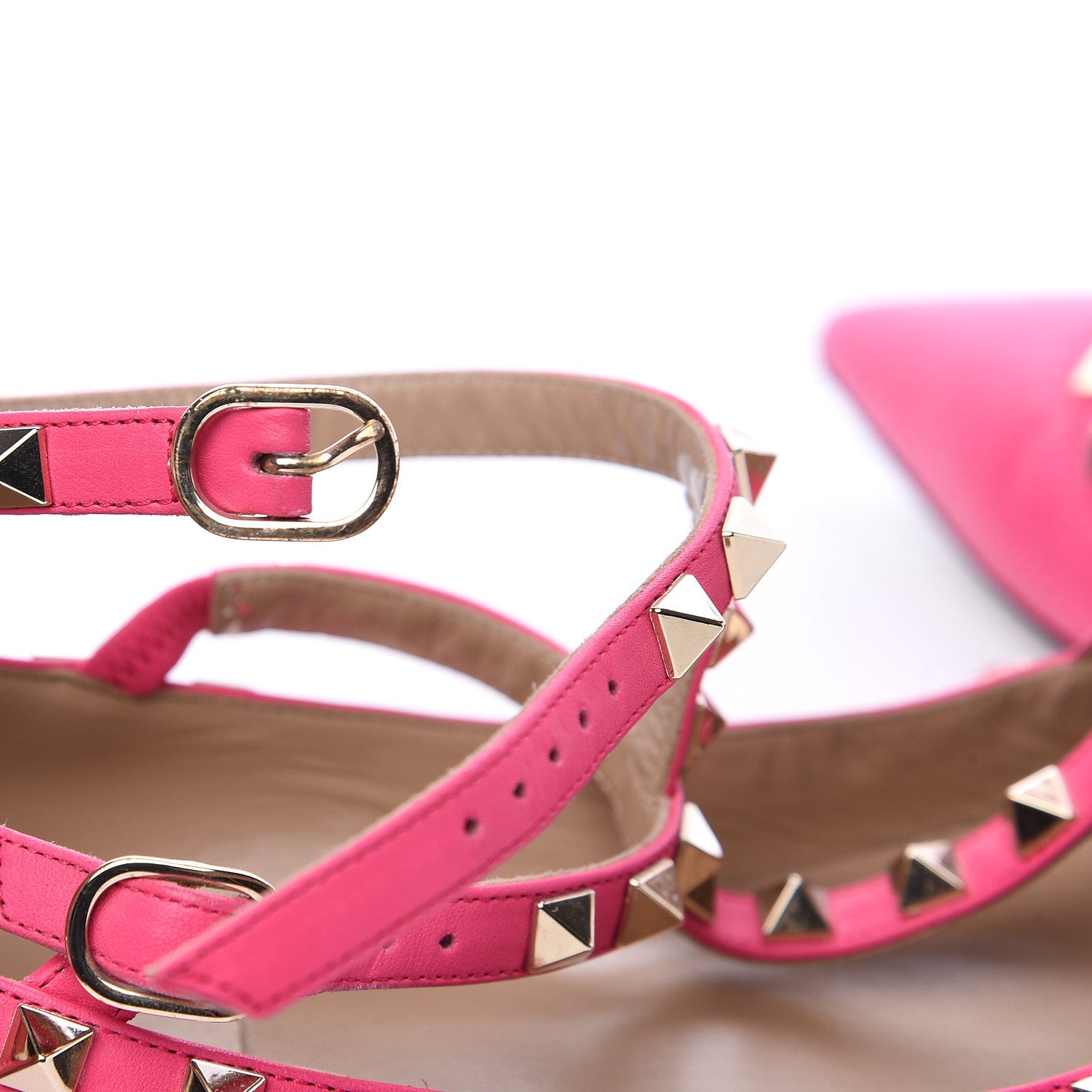 Valentino Garavani Pebbled Calfskin Rockstud Cage Ballerina Flats 38 Peony 8 of 11