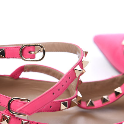 Valentino Garavani Pebbled Calfskin Rockstud Cage Ballerina Flats 38 Peony 8 of 11