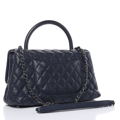 Chanel Caviar Quilted Small Coco Handle Flap Navy 3 of 18