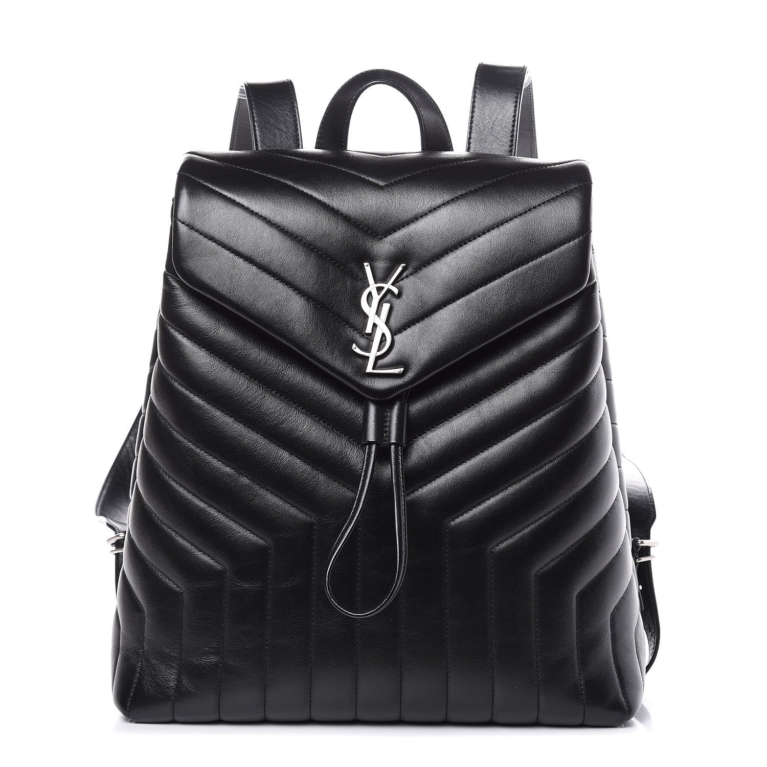 Saint Laurent Calfskin Y Quilted Monogram Medium Loulou Backpack Black 1 of 11