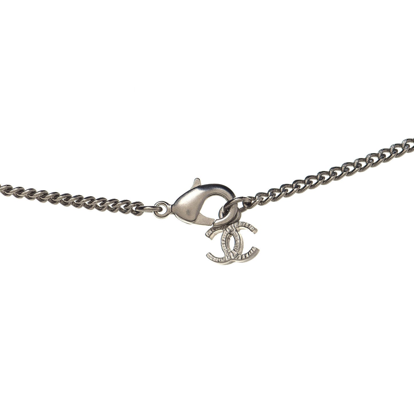 Crystal Baguette CC Necklace Silver Blue