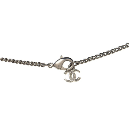 Chanel Crystal Baguette CC Necklace Silver Blue 6 of 7