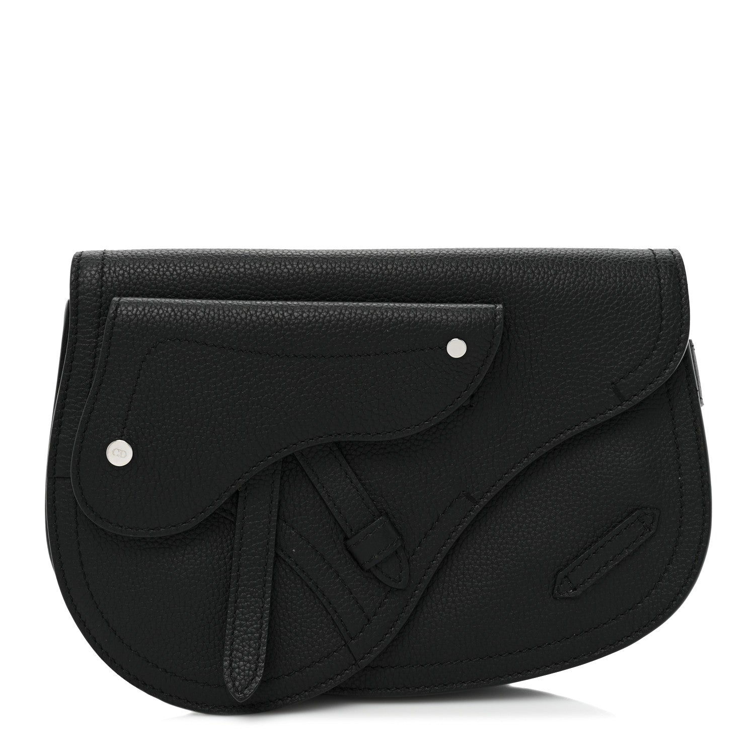 Christian Dior Grained Calfskin Saddle Messenger Bag Black 1 of 10