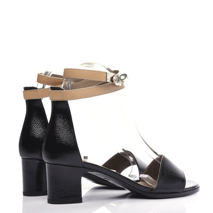 Hermes Calfskin Patent Epsom Manege Sandals 36 Black 4 of 10