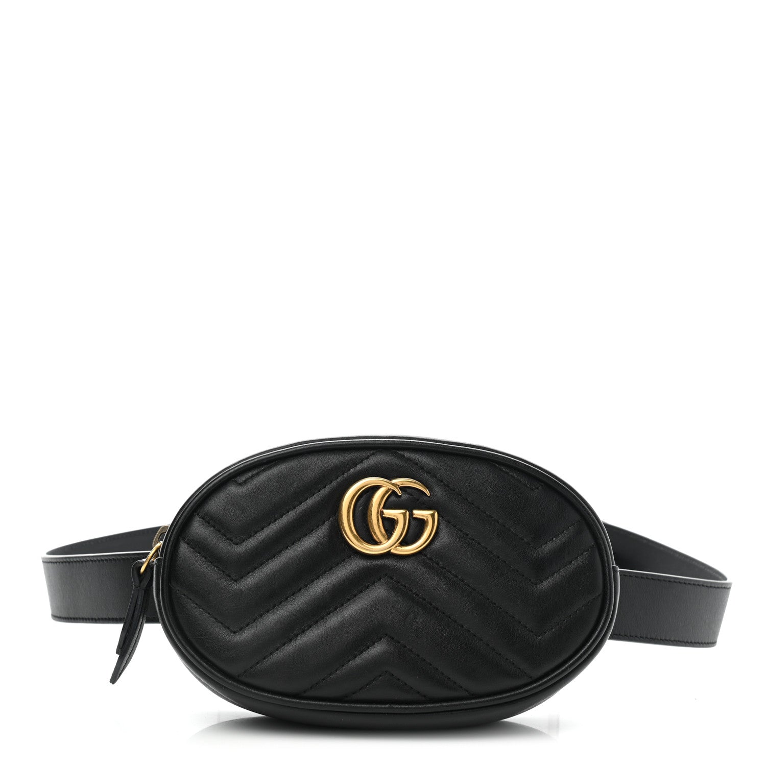 Gucci Calfskin Matelasse GG Marmont Belt Bag 85 34 Black 1 of 11