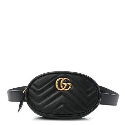 Gucci Calfskin Matelasse GG Marmont Belt Bag 85 34 Black 1 of 11