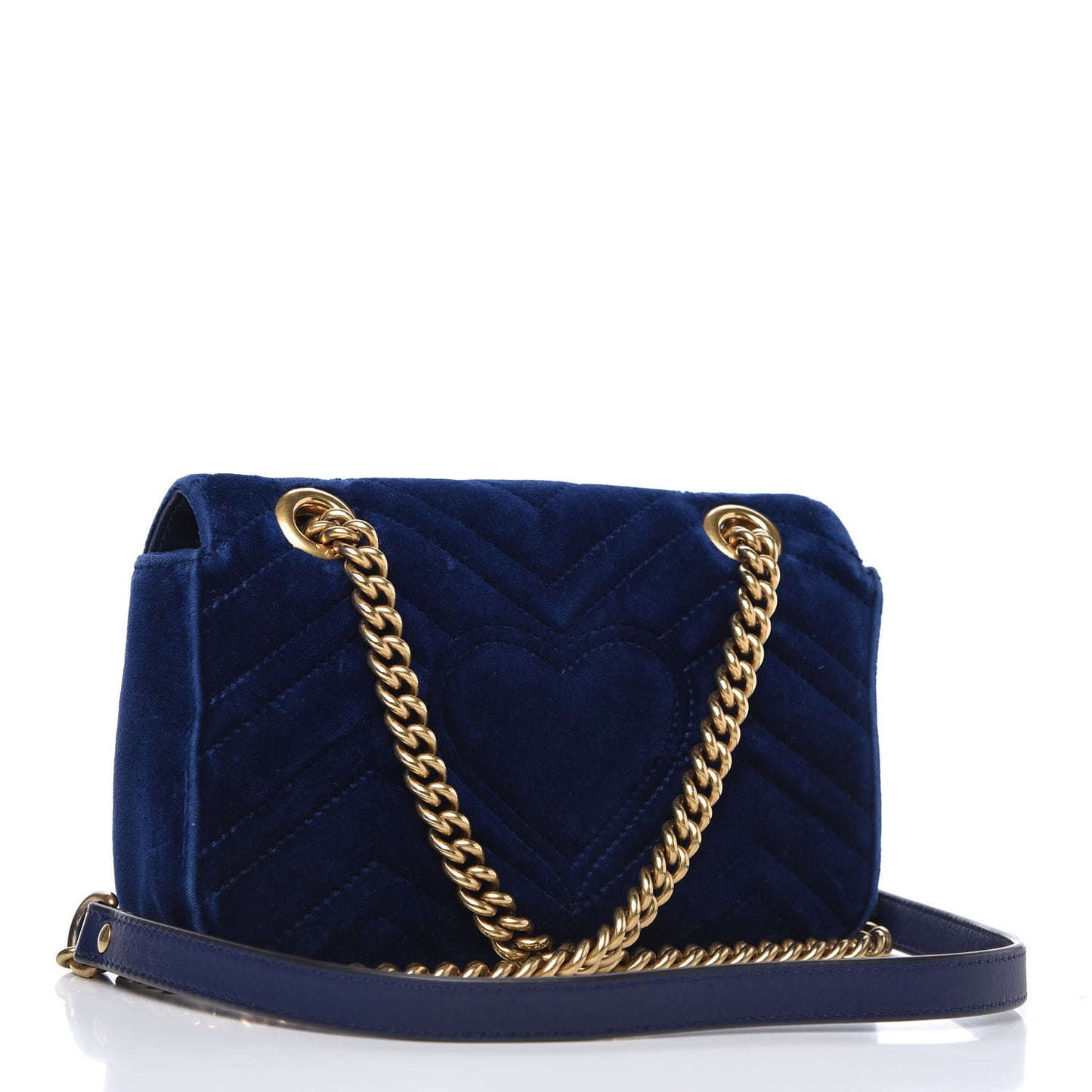 Velvet Matelasse Mini GG Marmont Shoulder Bag Cobalt Blue