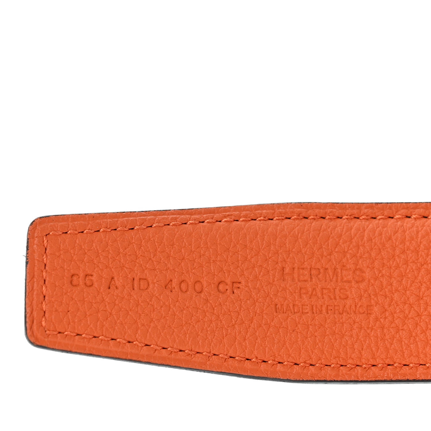 Hermes Box Togo 32mm H Belt 85 34 Black Orange 5 of 8