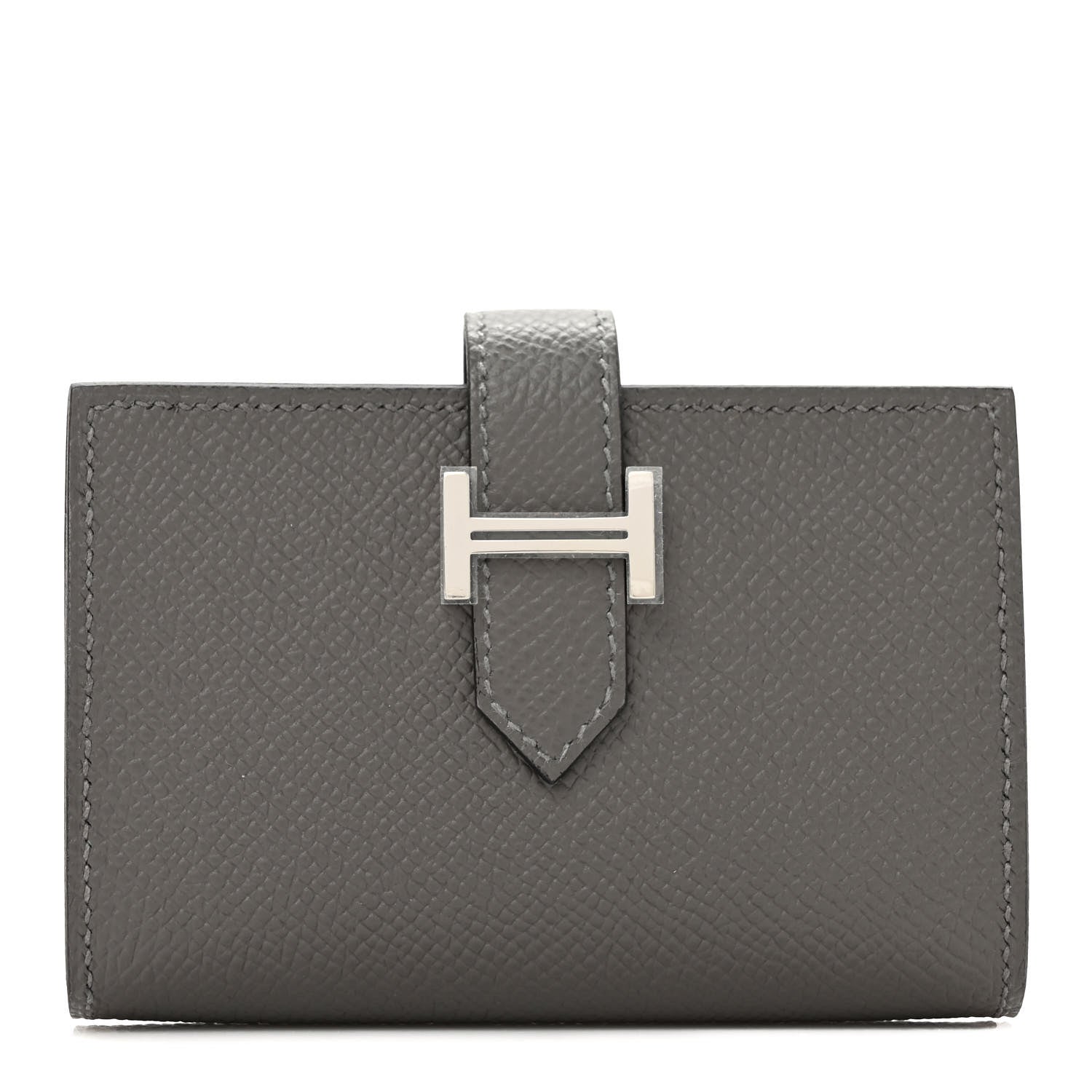 Hermes Epsom Bearn Card Holder Wallet Gris Meyer 1 of 7