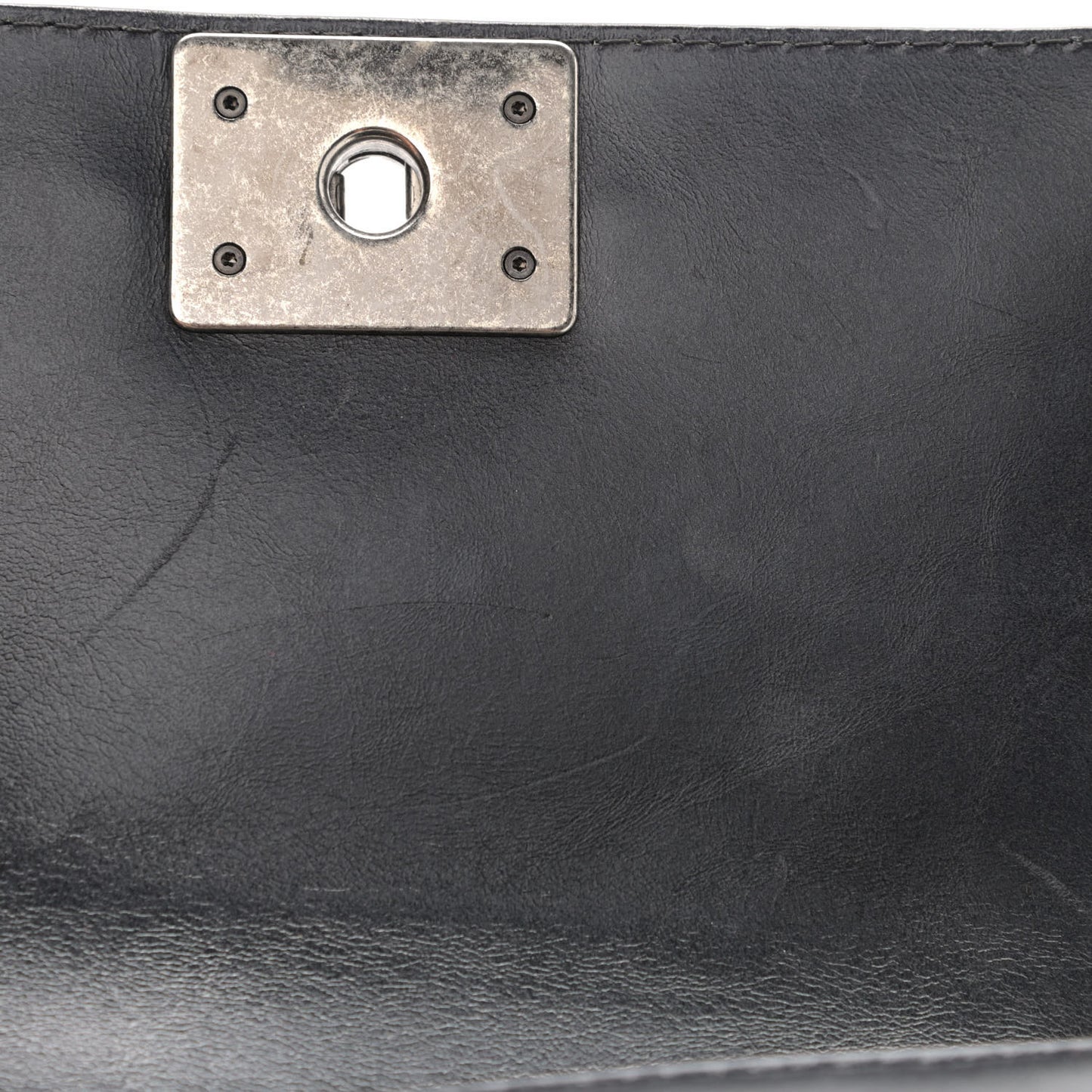 Shiny Goatskin Quilted Small Boy Top Handle Flap Charcoal