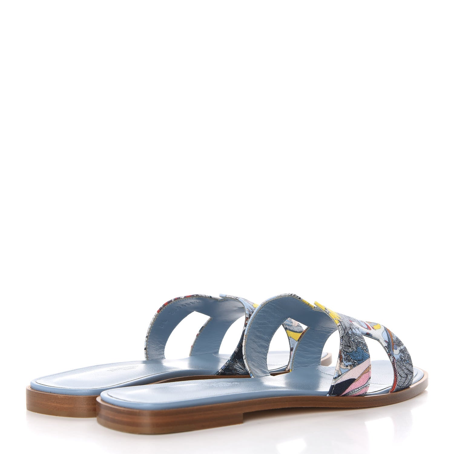 Hermes Cotton Canvas Oran Sandals 39.5 Multicolor Bleu Dorset 5 of 11